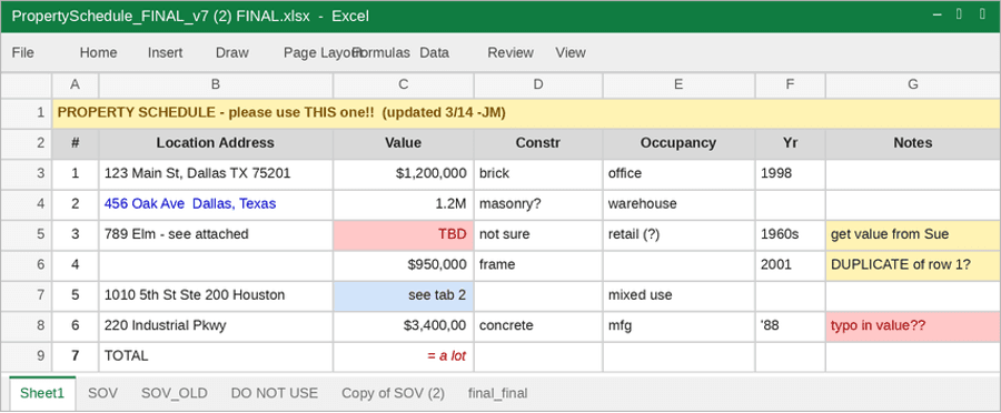 Sample statement of value