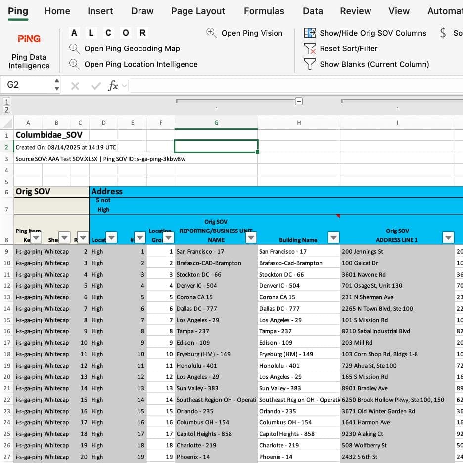 Spreadsheet with cleansed and structured property data